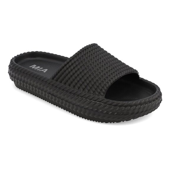 NWT MIA Women's Luvly Black Slip-On Pool Flats Slides - Picture 6 of 6